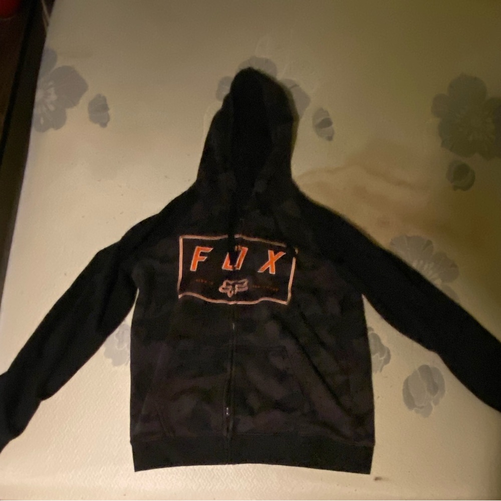 Fox Men Dark Camo and Orange Hoodie Jacket
